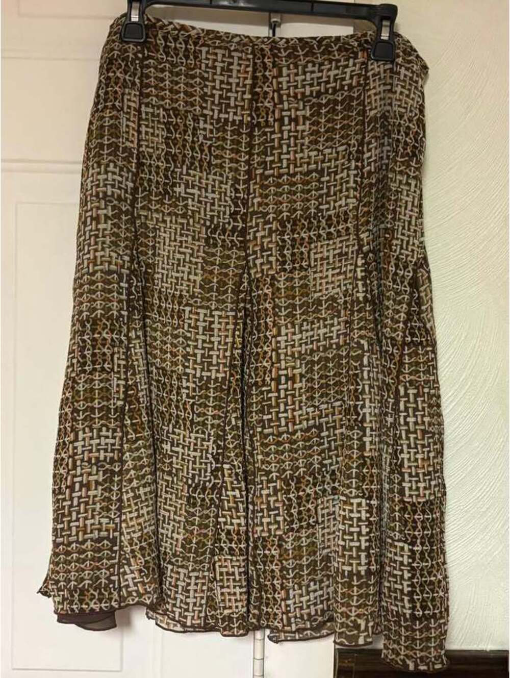 Ruby Rd. Size 12 Brown Geometric Print Midi Skirt